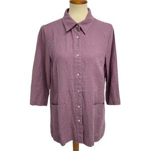Coldwater Creek Women's 100% linen Collared Button Up blazer Size M